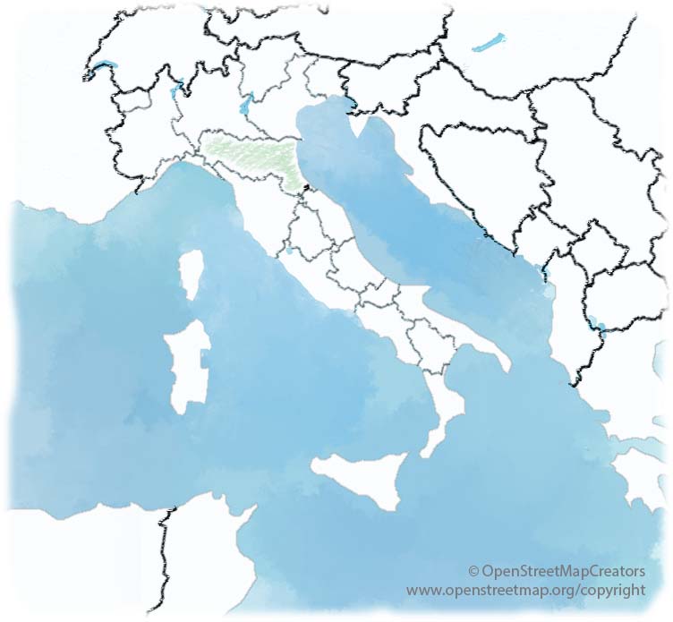 Map of the Emilia-Romagna in Italy